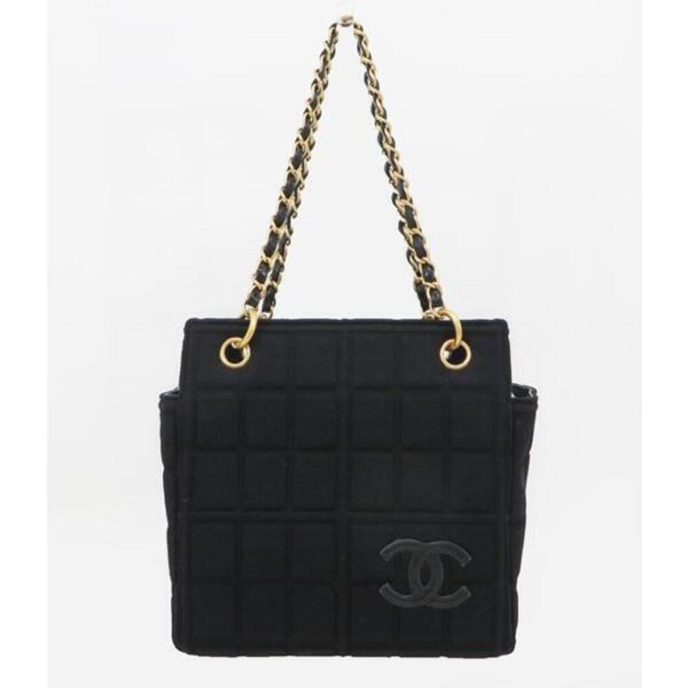 CHANEL jersey leather Chocobar chain tote bag